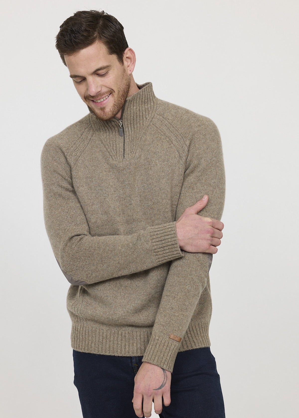 Pull camionneur Lee Cooper beige en laine pour homme | Georgespaul