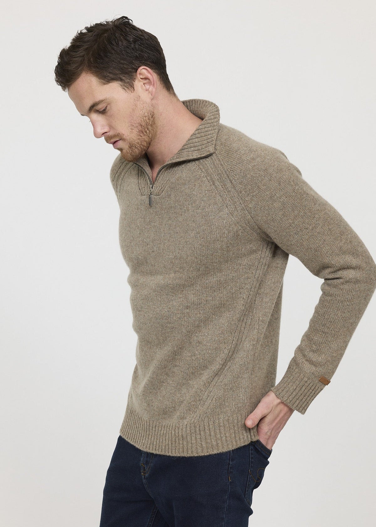 Pull camionneur Lee Cooper beige en laine pour homme | Georgespaul