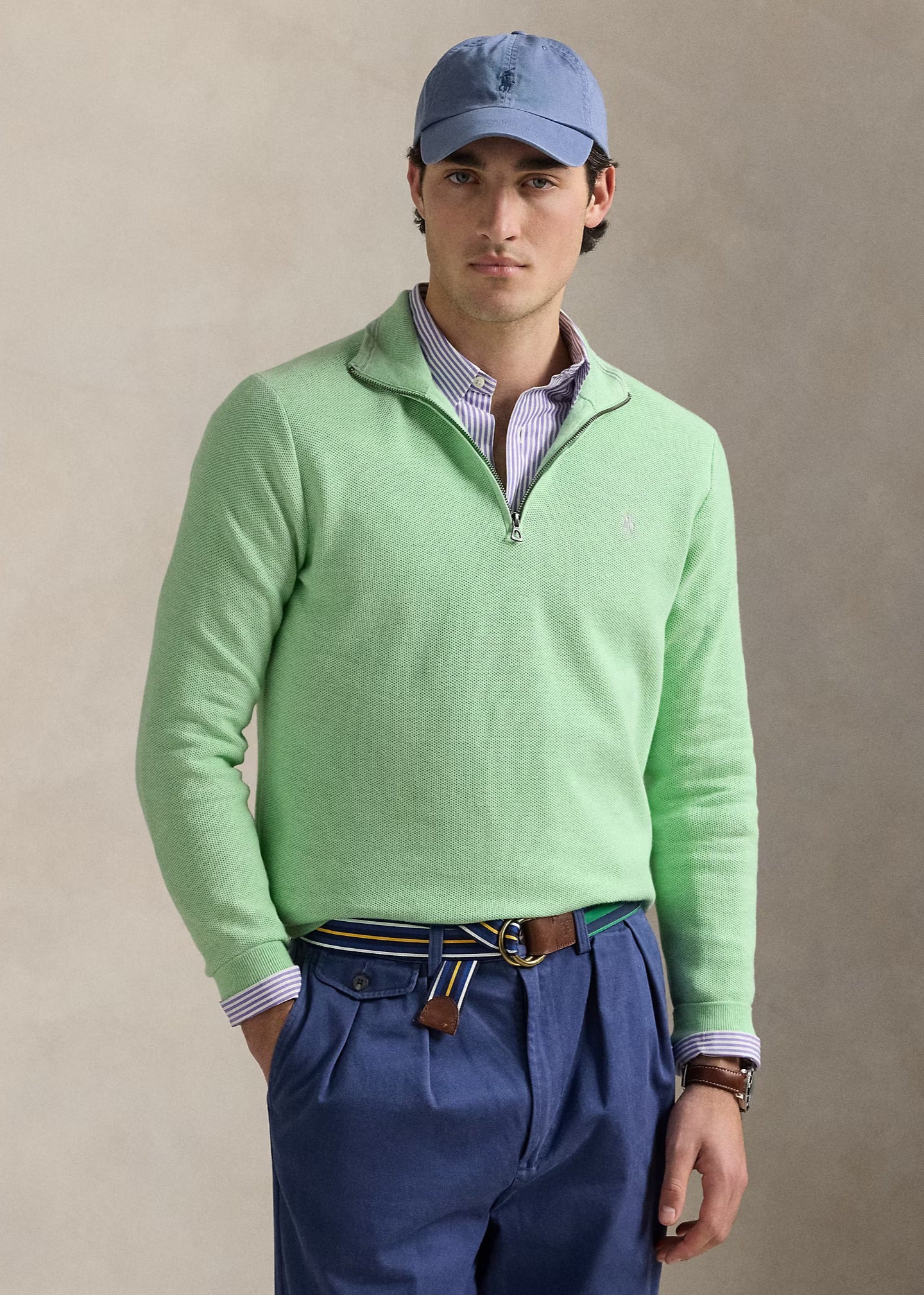 Pull camionneur Ralph Lauren vert pour homme | Georgespaul