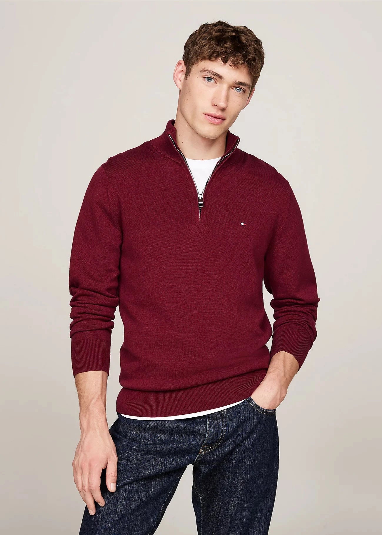 Pull camionneur Tommy Hilfiger rouge | Georgespaul 