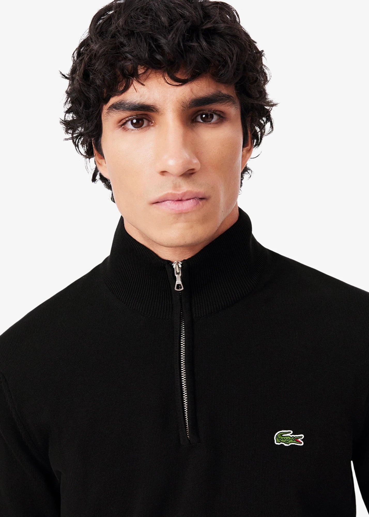 Pull camionneur homme Lacoste noir en coton bio | Georgespaul