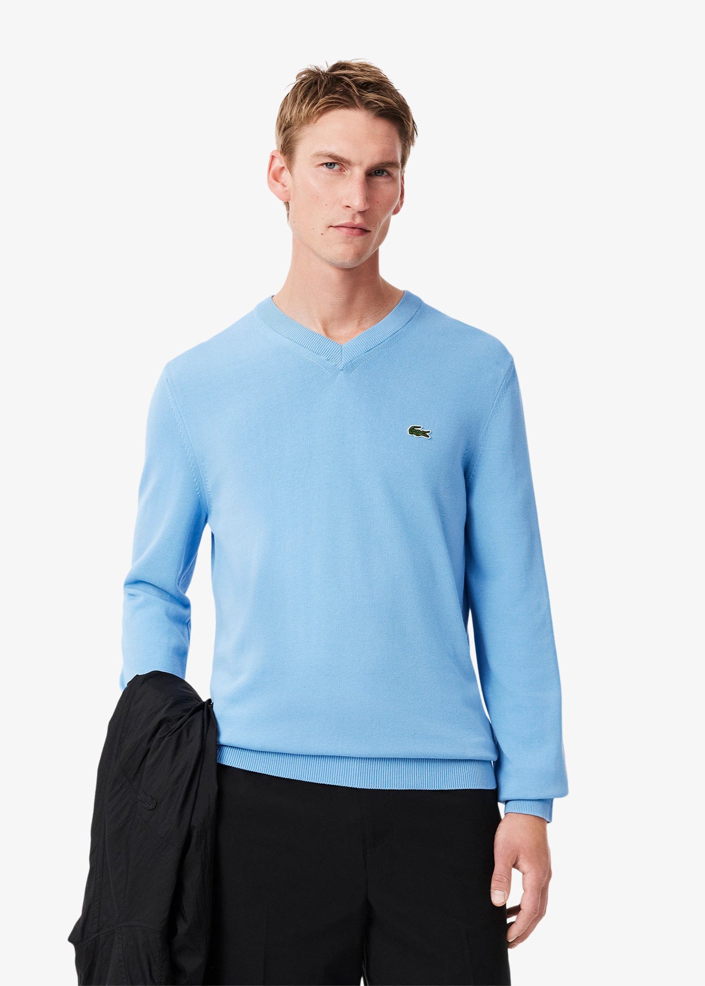 Pull col V Lacoste bleu pour homme | Georgespaul   