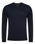 Pull col V Tommy Hilfiger marine coton pima et cachemire - Georgespaul