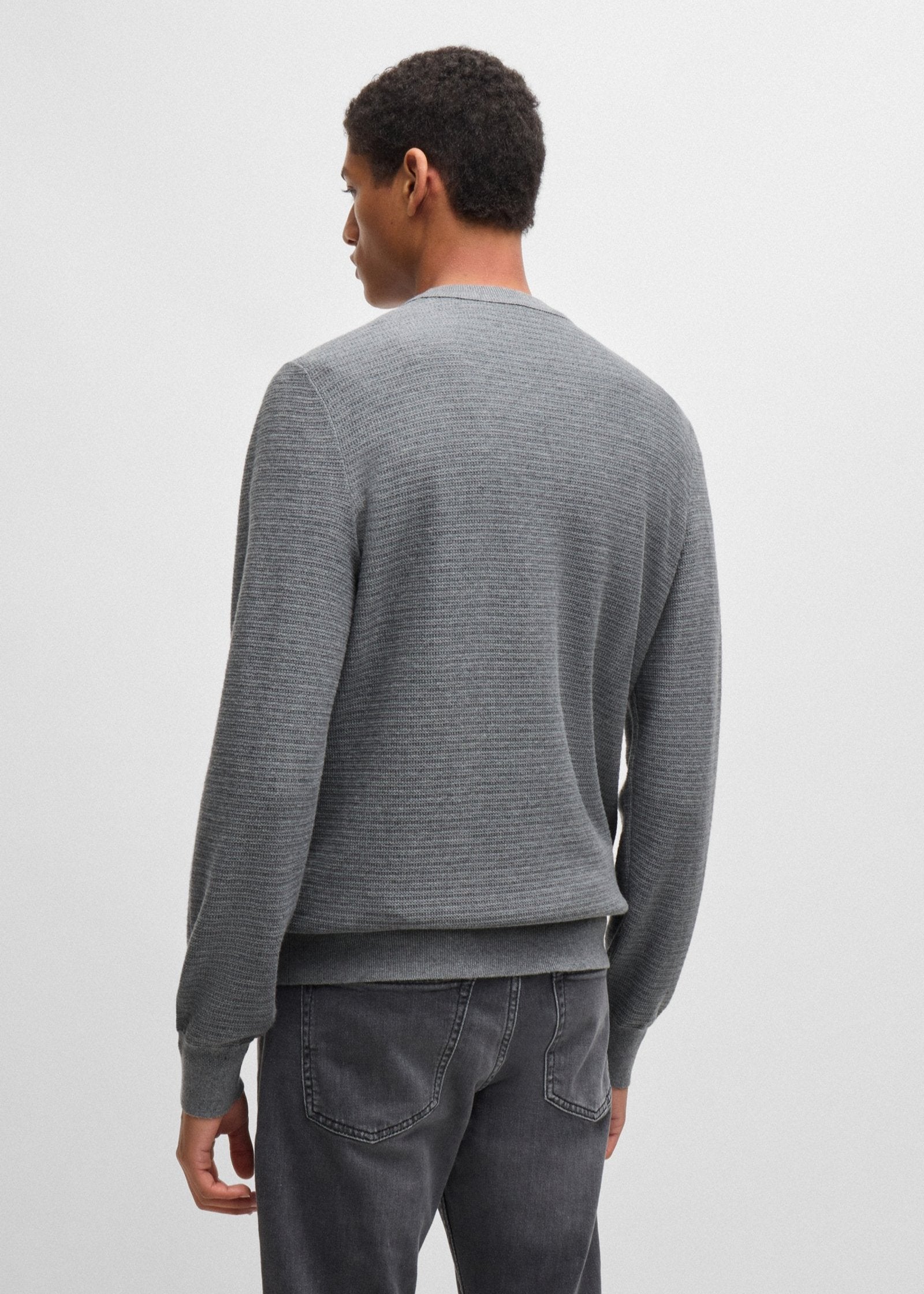 Pull col rond BOSS gris pour homme | Georgespaul