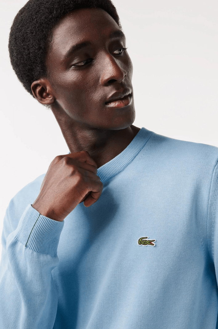 Pull Lacoste bleu clair en coton bio - Georgespaul