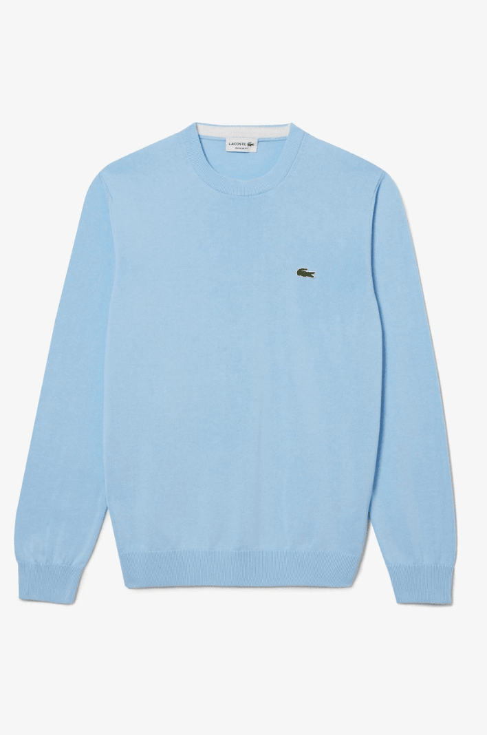 Pull Lacoste bleu clair en coton bio - Georgespaul