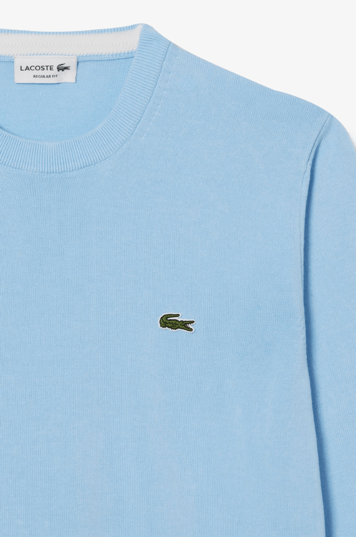 Pull Lacoste bleu clair en coton bio - Georgespaul