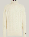 Pull col roulé Tommy Hilfiger beige en laine - Georgespaul