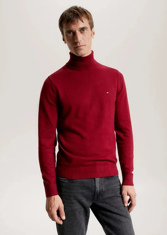 Pull col roulé homme Tommy Hilfiger rouge en cachemire | Georgespaul