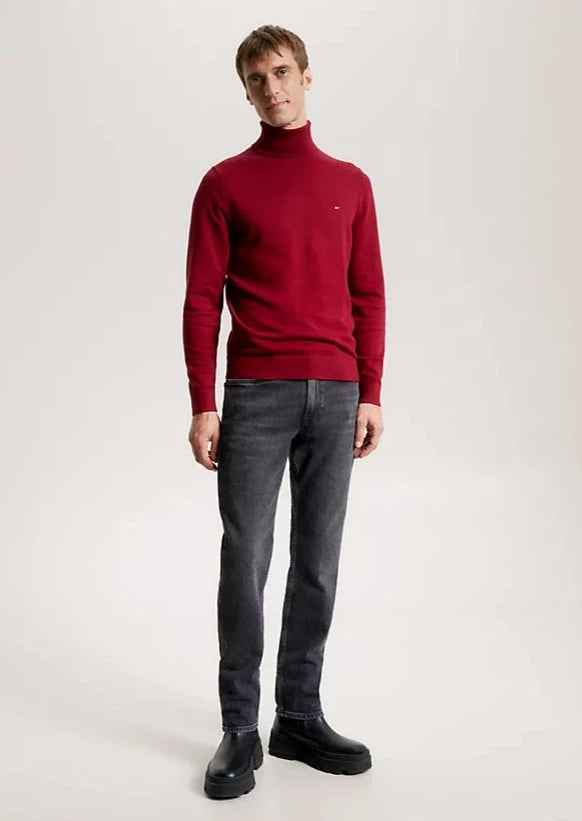 Pull col roulé homme Tommy Hilfiger rouge en cachemire | Georgespaul