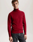 Pull col roulé homme Tommy Hilfiger rouge en cachemire | Georgespaul