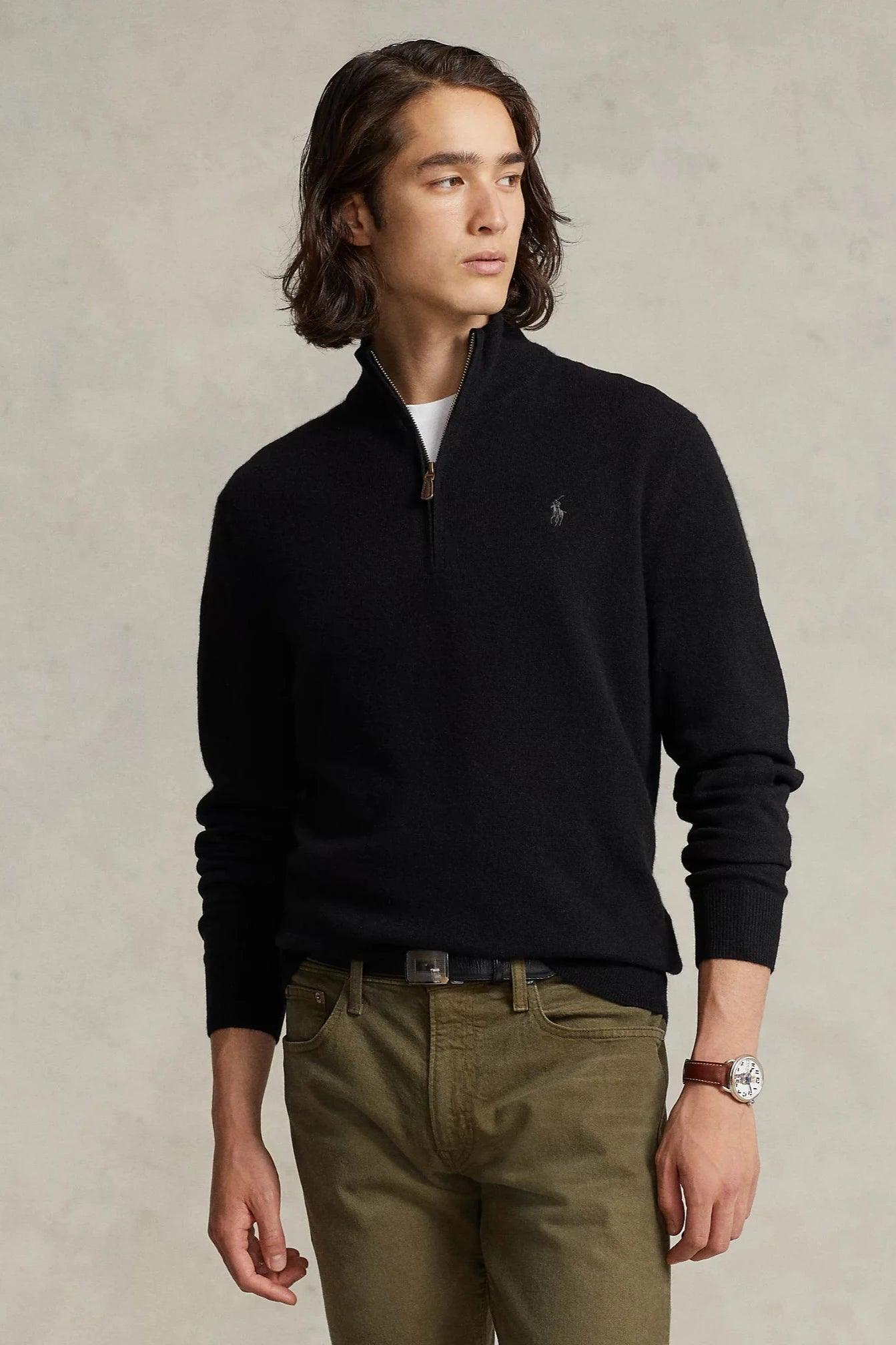 Pull demi-zip Ralph Lauren noir - Georgespaul