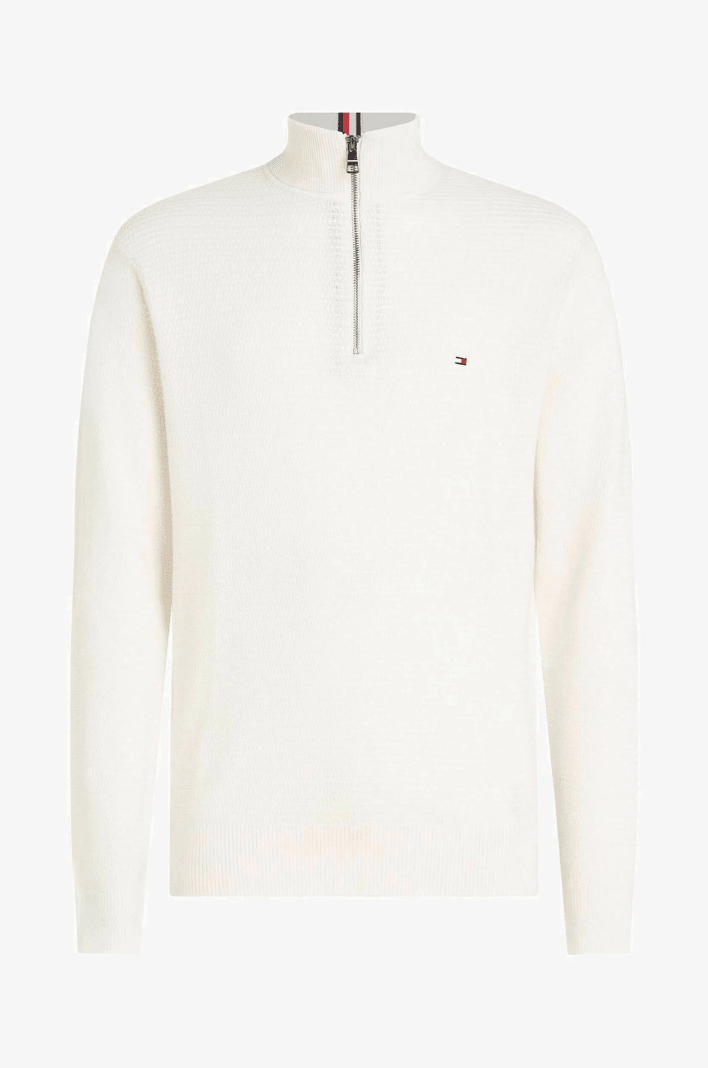 Pull demi-zip Tommy Hilfiger blanc - Georgespaul