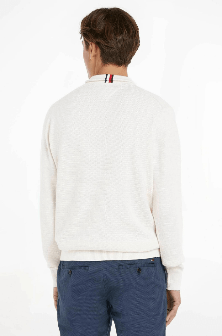 Pull demi-zip Tommy Hilfiger blanc - Georgespaul