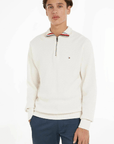 Pull demi-zip Tommy Hilfiger blanc - Georgespaul