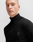 Pull demi-zip BOSS noir en cachemire - Georgespaul