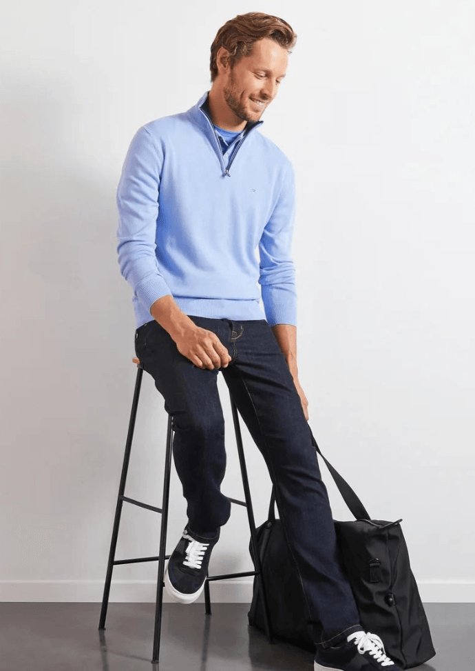 Pull demi-zip Eden Park bleu - Georgespaul