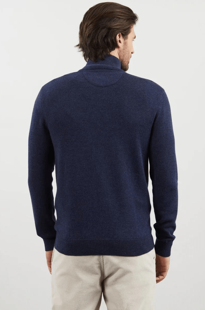 Pull demi zip Eden Park bleu foncé en laine - Georgespaul