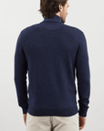 Pull demi zip Eden Park bleu foncé en laine - Georgespaul