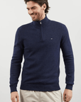 Pull demi zip Eden Park bleu foncé en laine - Georgespaul