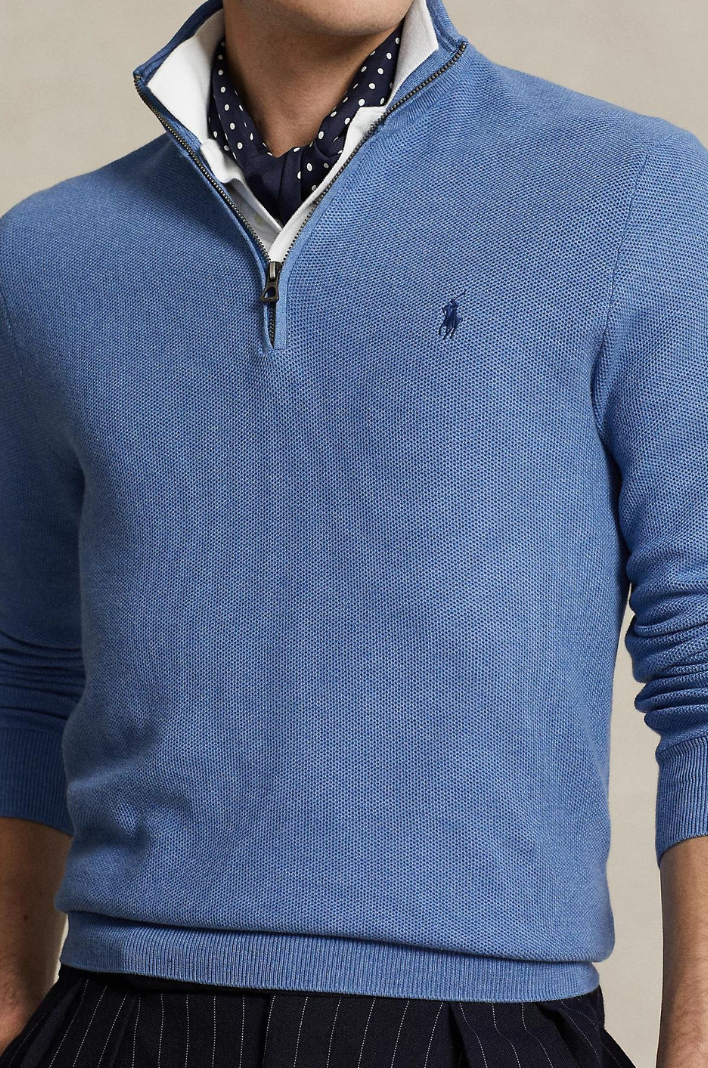 Pull demi zip Ralph Lauren bleu