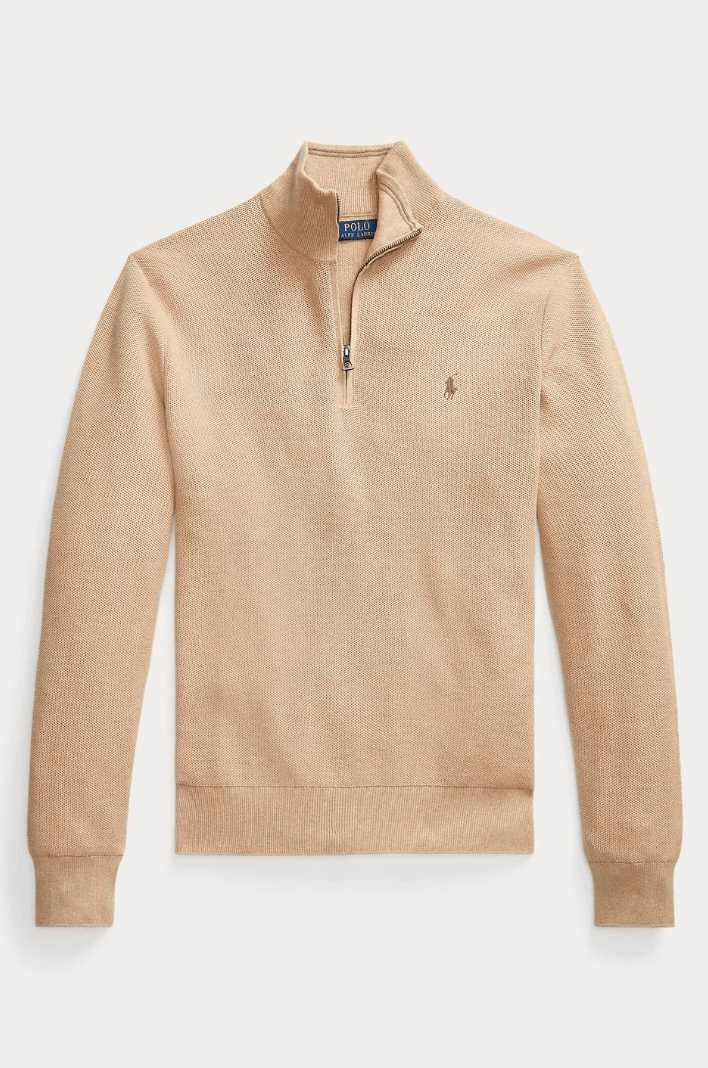 Pull demi zip Ralph Lauren marron - Georgespaul