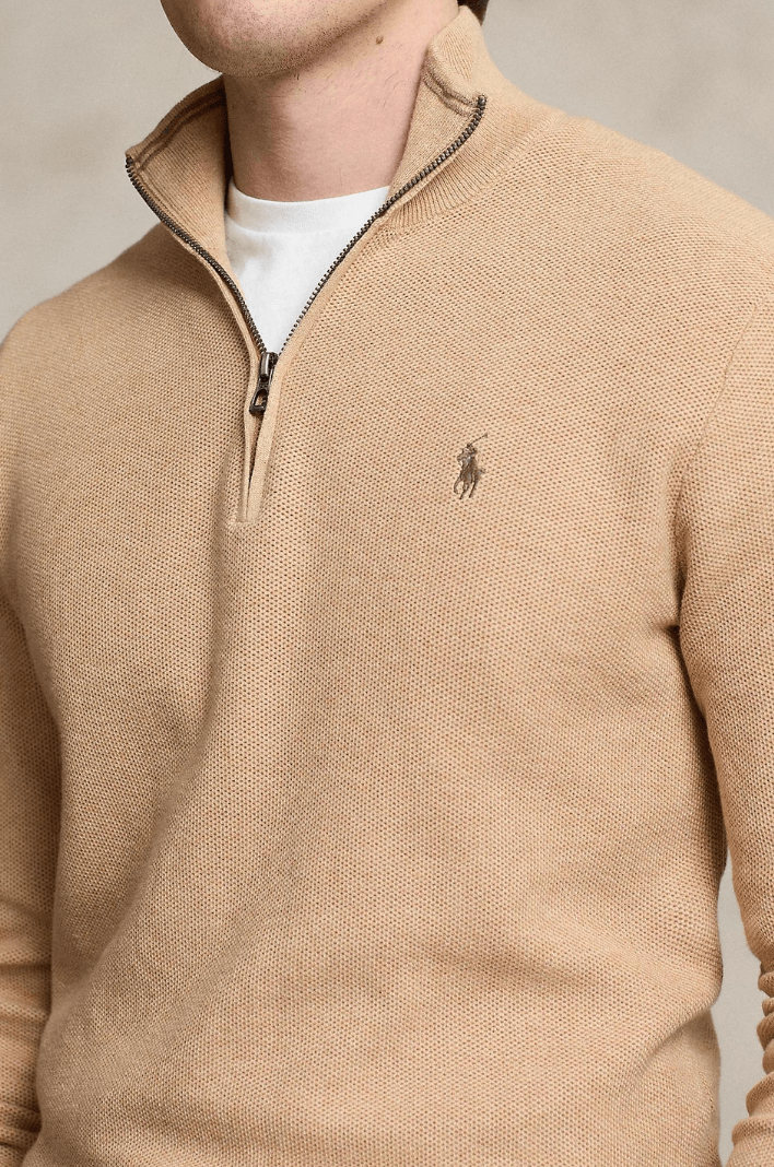 Pull demi zip Ralph Lauren marron - Georgespaul