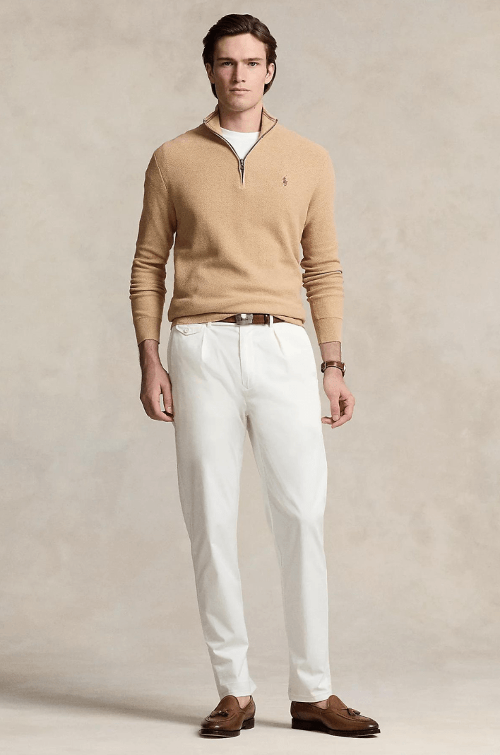 Pull demi zip Ralph Lauren marron - Georgespaul