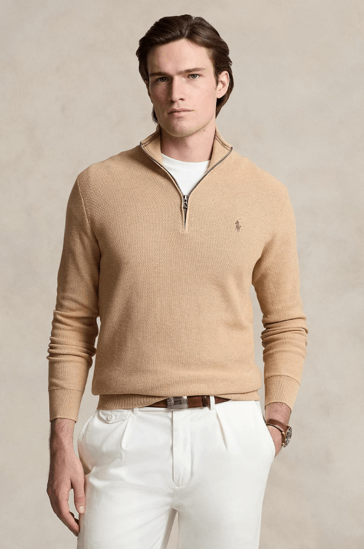 Pull demi zip Ralph Lauren marron - Georgespaul