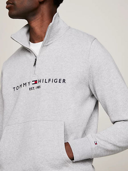 Pull demi zip Tommy Hilfiger blanc en coton pour homme I Georgespaul
