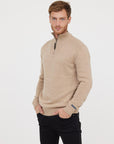 Pull demi zip Lee Cooper beige en laine - Georgespaul