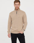 Pull demi zip Lee Cooper beige en laine - Georgespaul