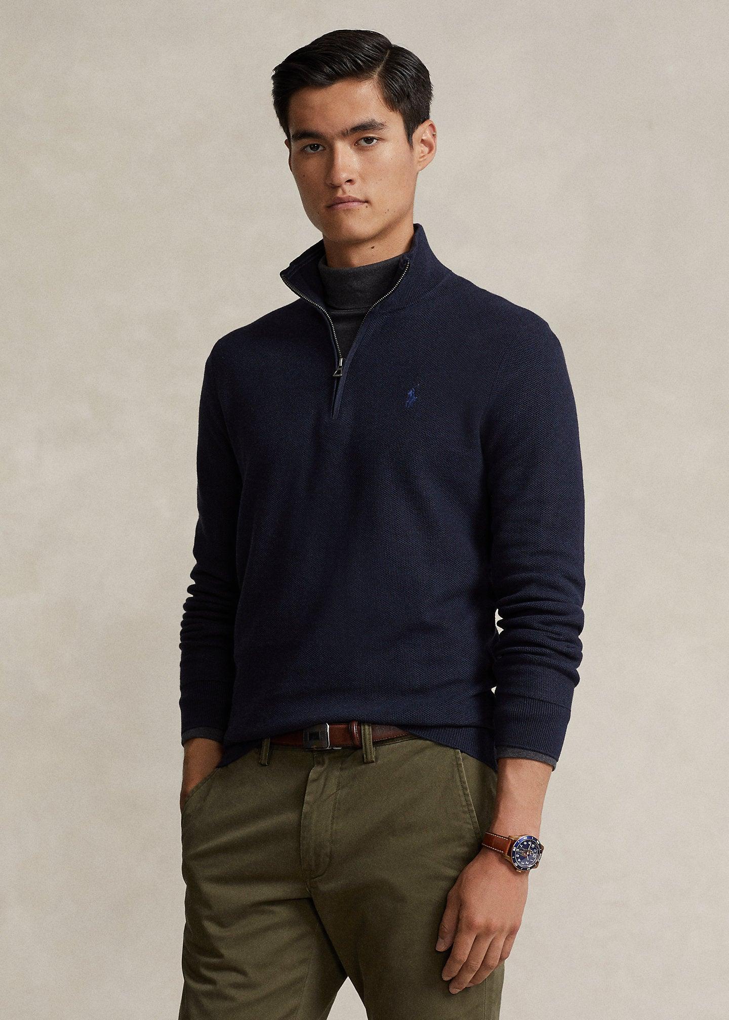 Pull demi zip homme Ralph Lauren marine | Georgespaul