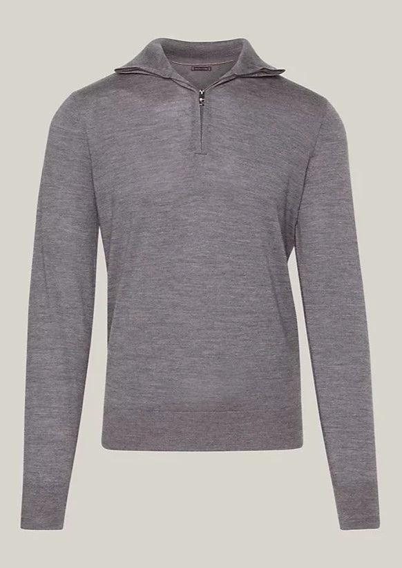 Pull demi zip Tommy Hilfiger gris en laine - Georgespaul