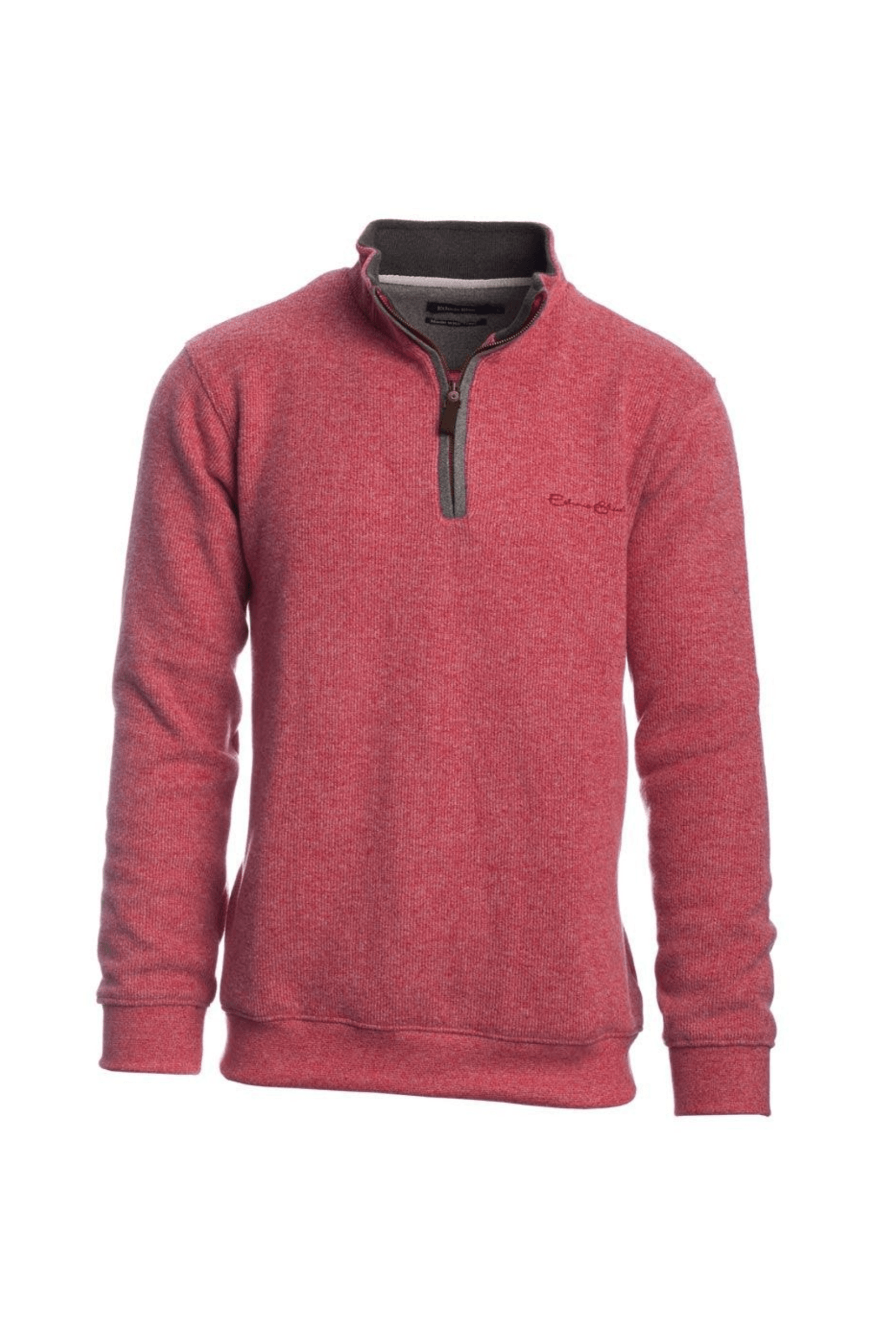 Pull demi zip Ethnic Blue rouge en laine - Georgespaul