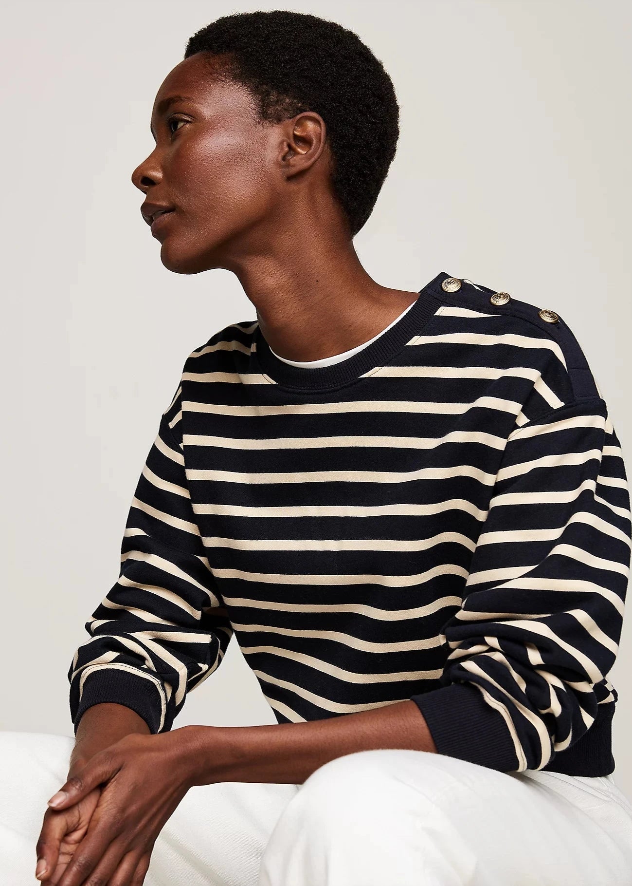 Pull marinière Tommy Hilfiger marine pour femme | Georgespaul