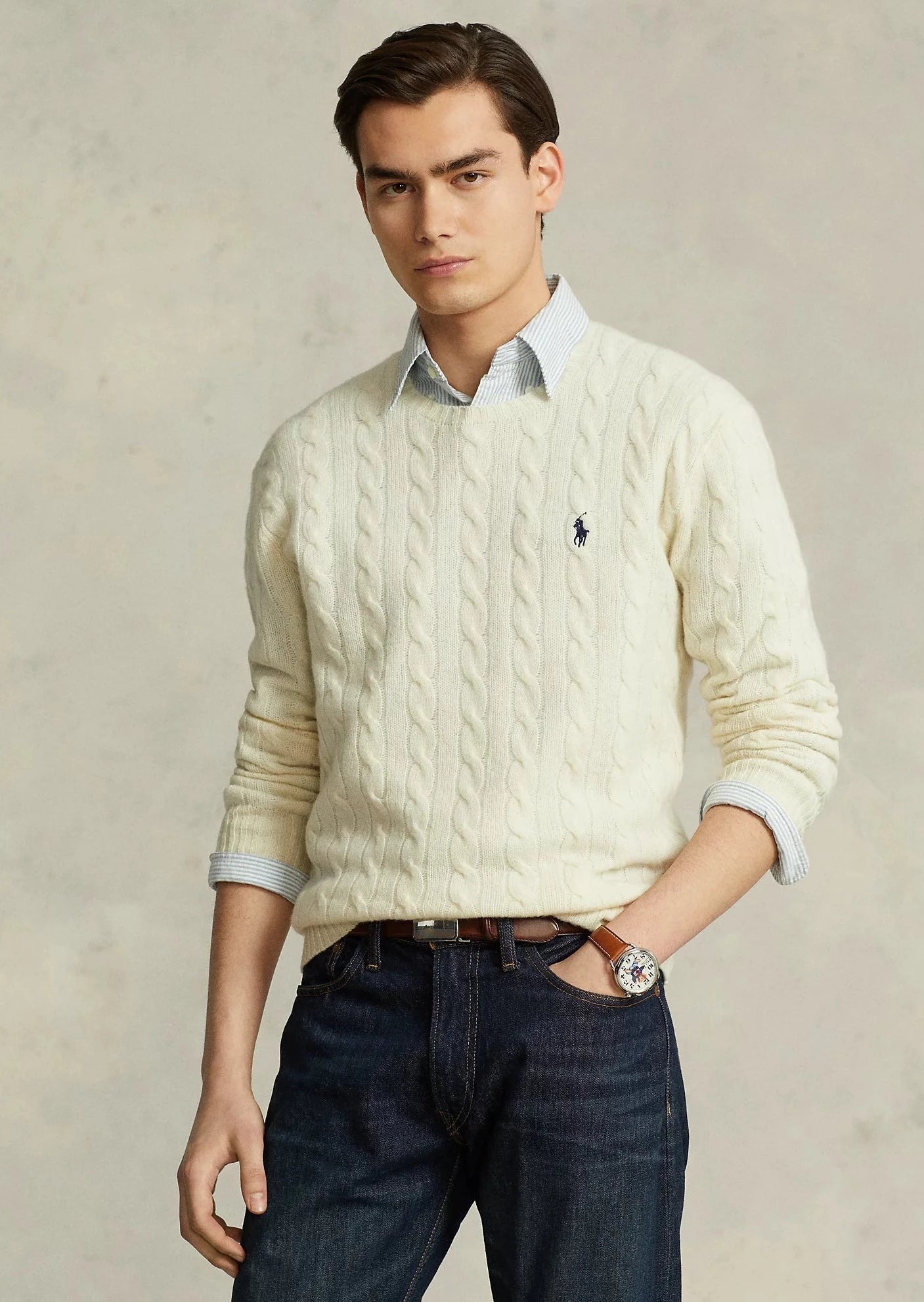 Pull homme Ralph Lauren beige | Georgespaul 