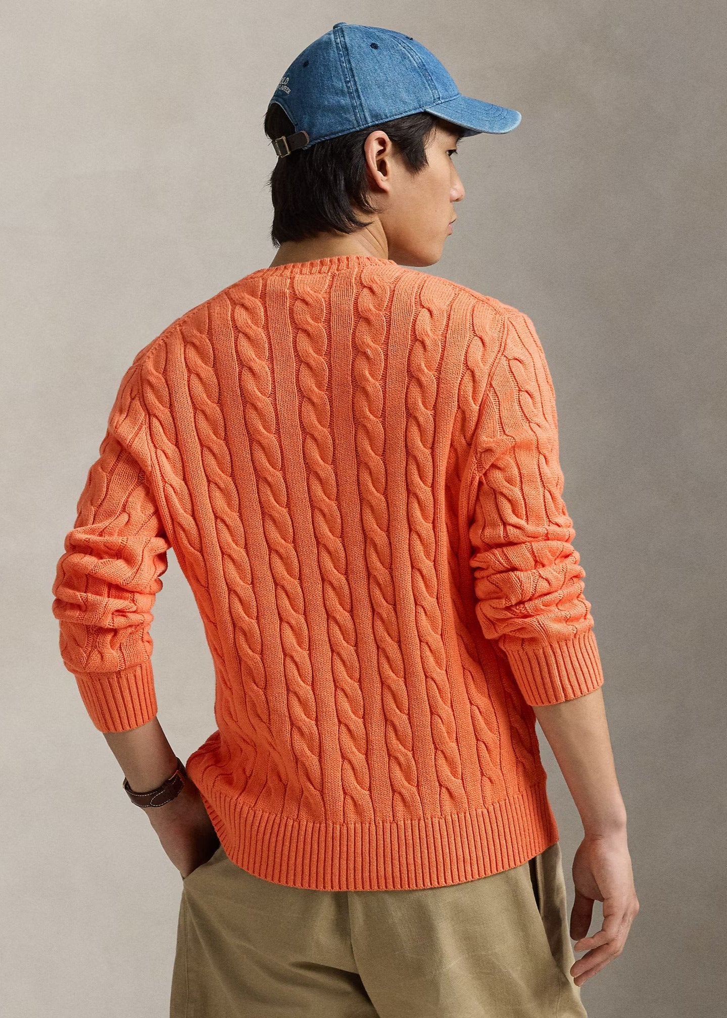 Pull torsadé Ralph Lauren orange | Georgespaul    