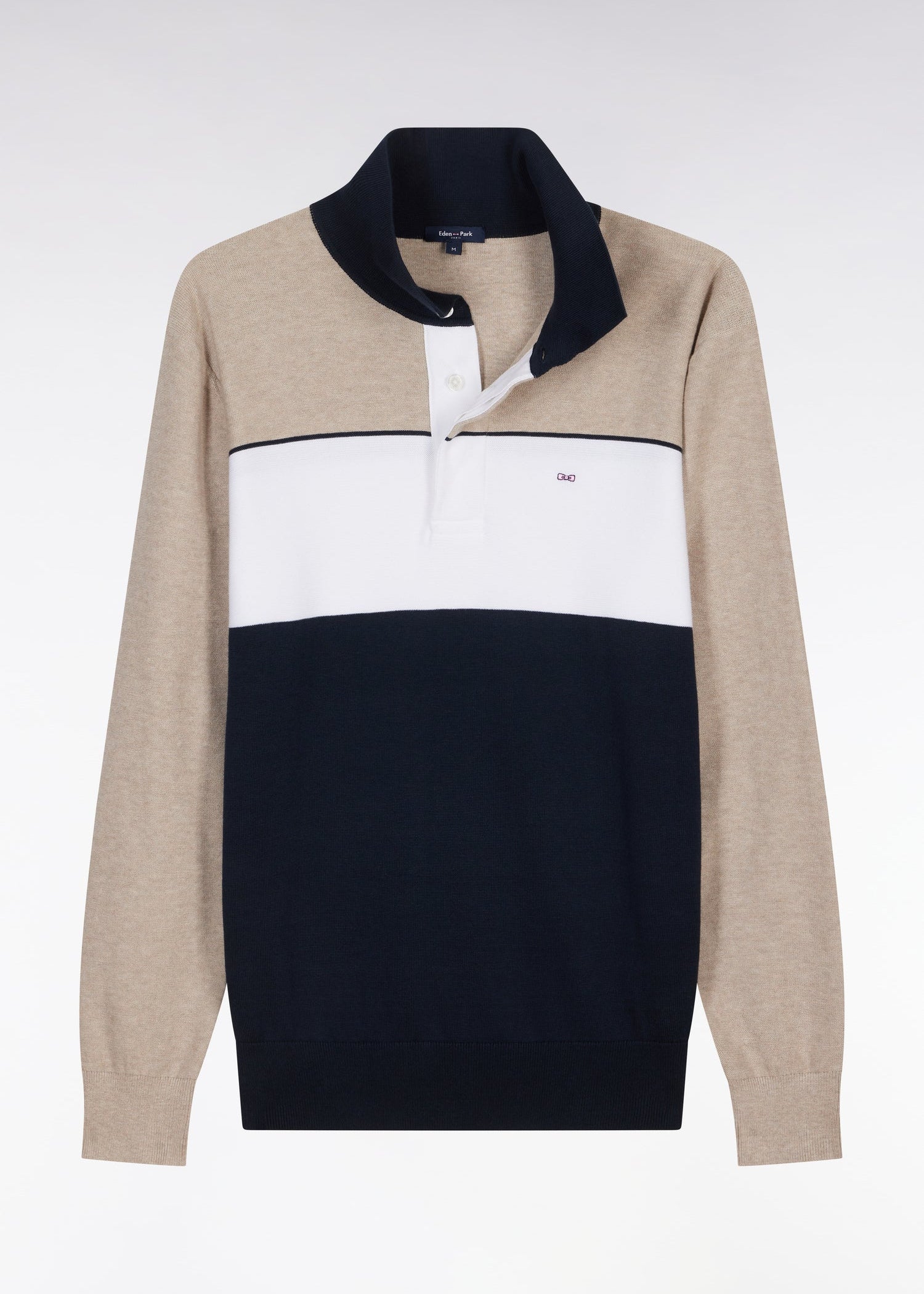 Pull col polo Eden Park beige pour homme | Georgespaul