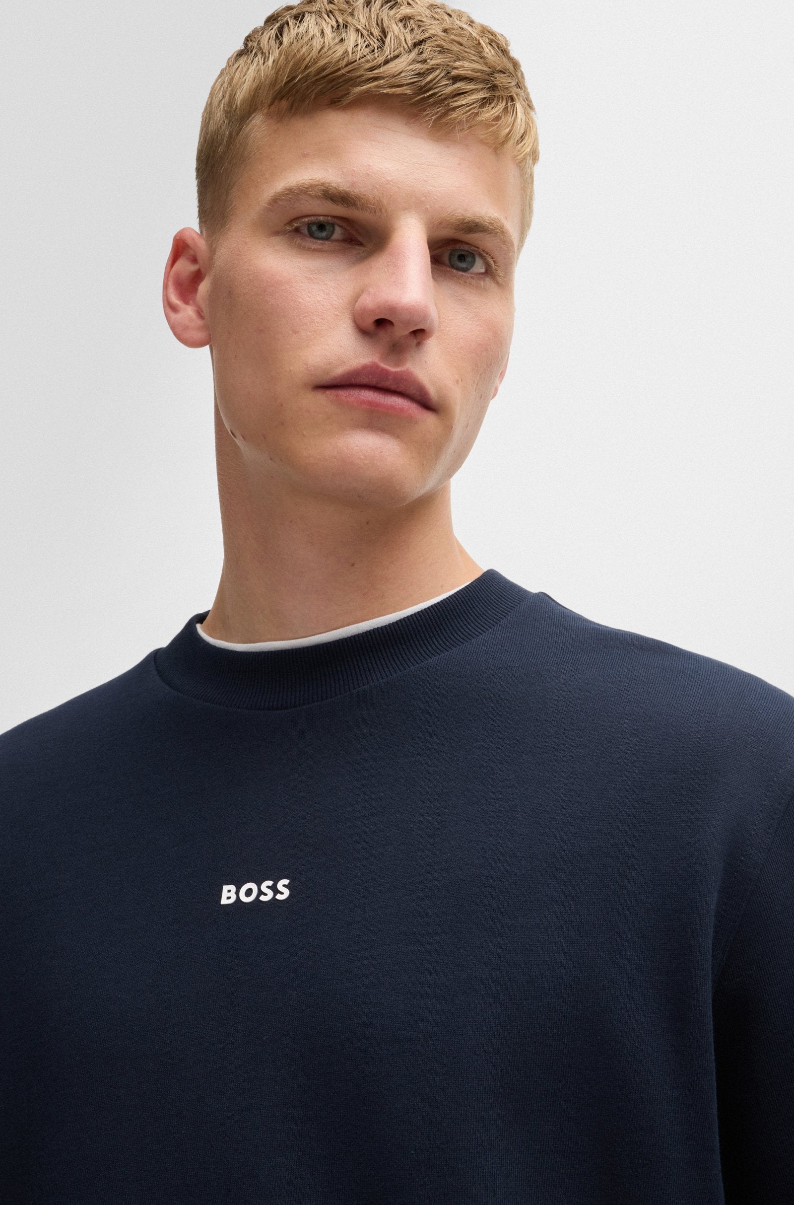 Sweat BOSS marine col rond pour homme | Georgespaul