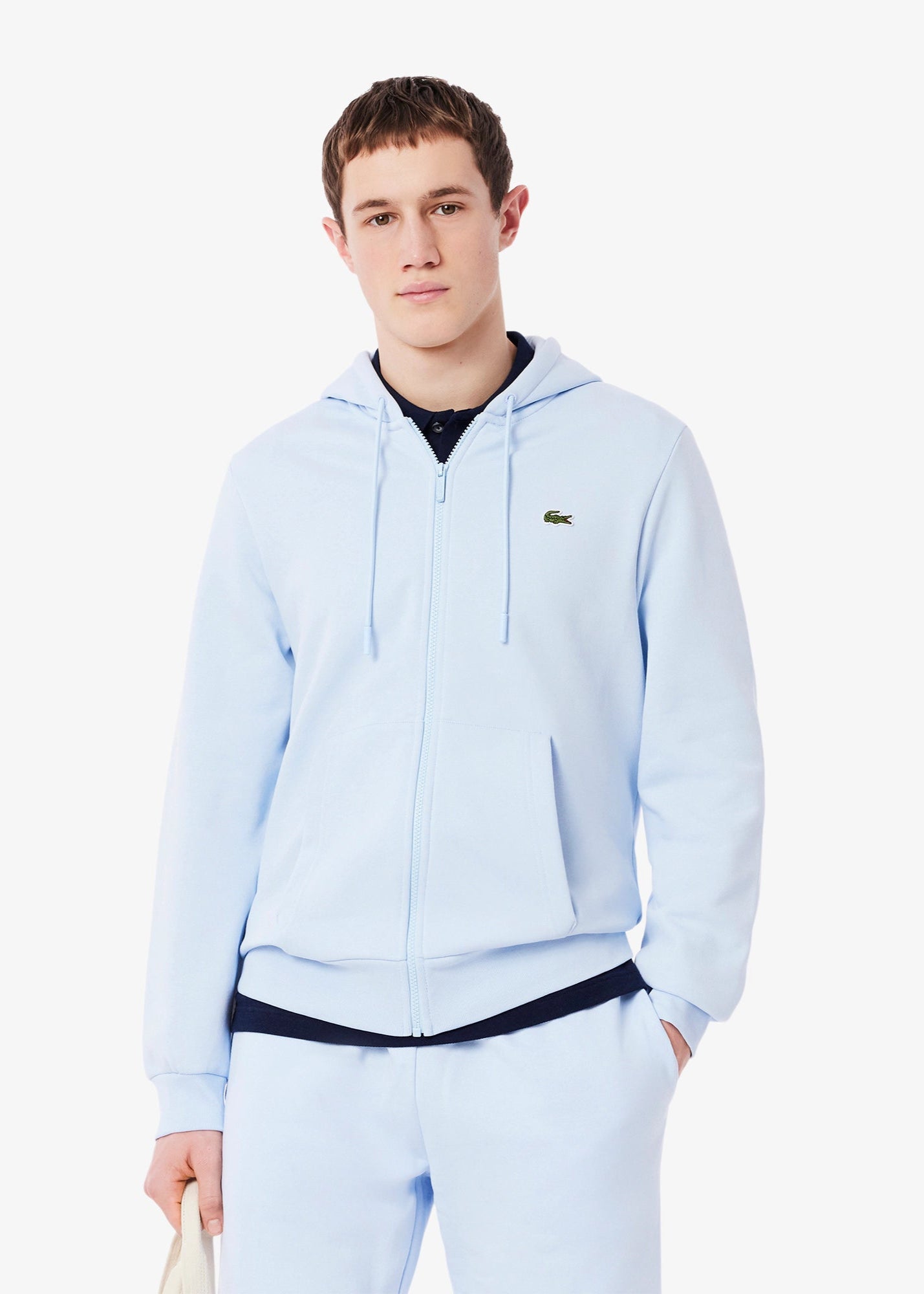 Sweat zippé à capuche Lacoste bleu pour homme | Georgespaul