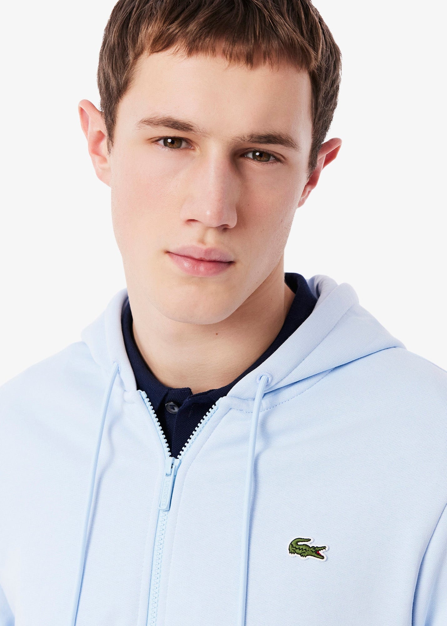 Sweat zippé à capuche Lacoste bleu pour homme | Georgespaul