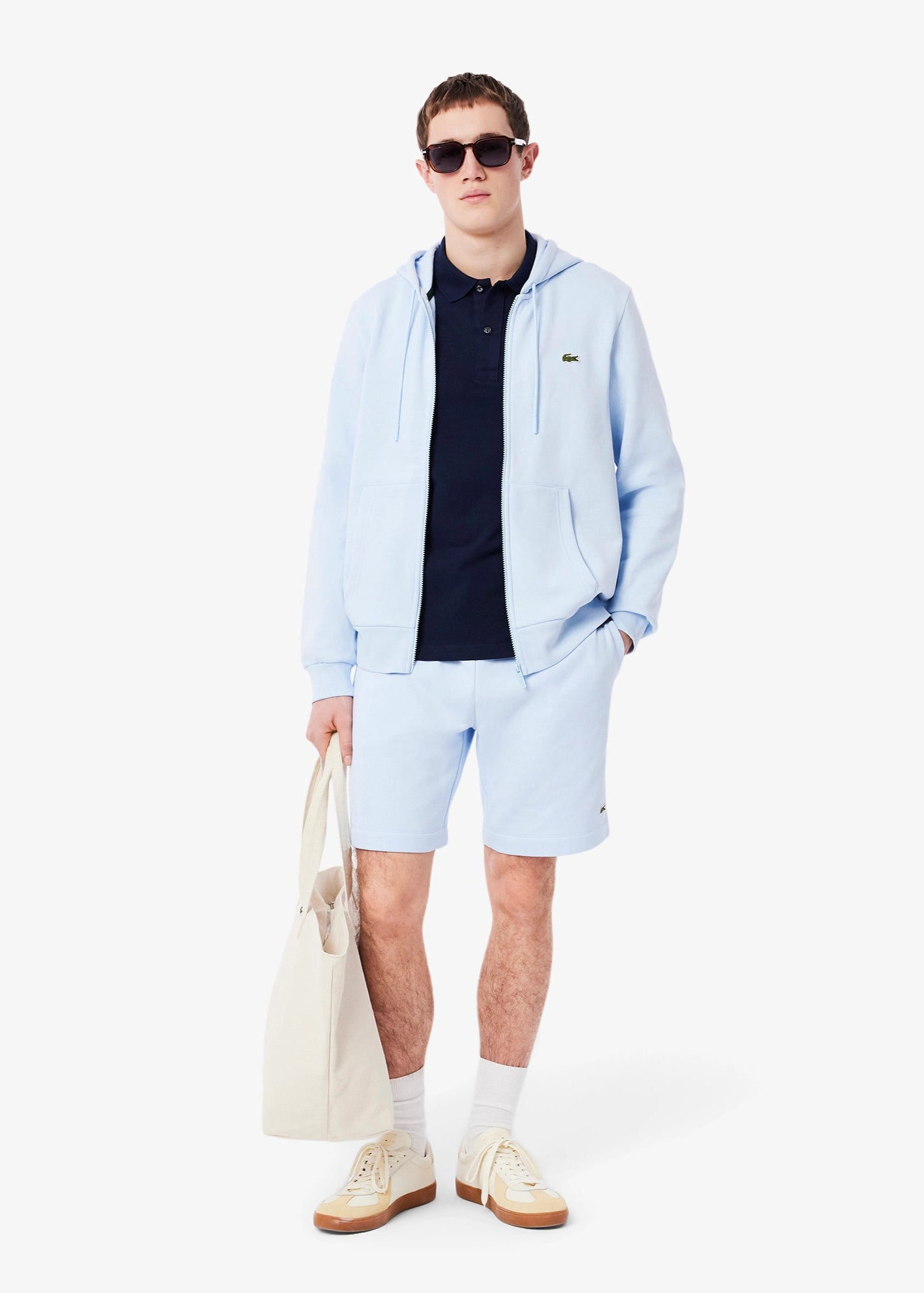 Sweat zippé à capuche Lacoste bleu pour homme | Georgespaul