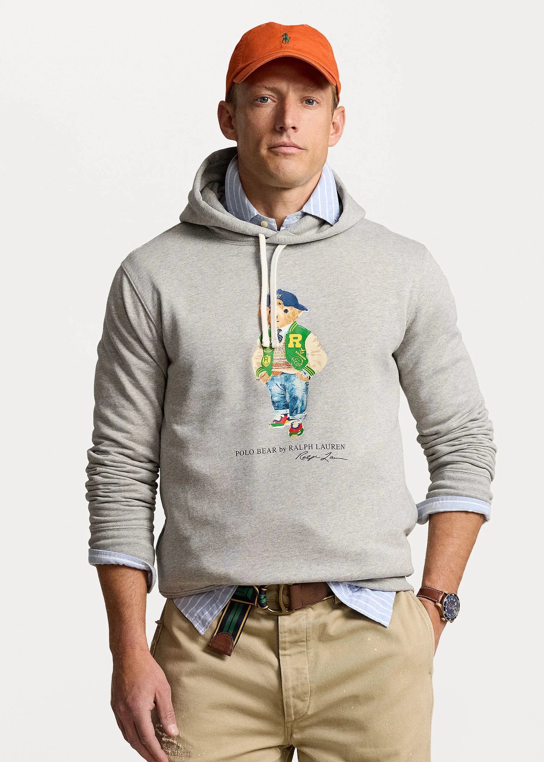 Sweat à capuche Bear Ralph Lauren gris pour homme | Georgespaul