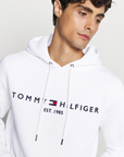 Sweat à capuche Tommy Hilfiger blanc en coton bio | Georgespaul