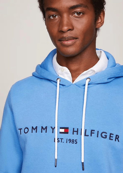 Sweat à capuche Tommy Hilfiger bleu en coton bio - Georgespaul