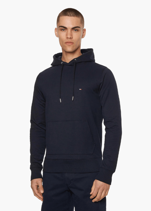 Sweat à capuche Tommy Hilfiger marine en coton bio stretch - Georgespaul