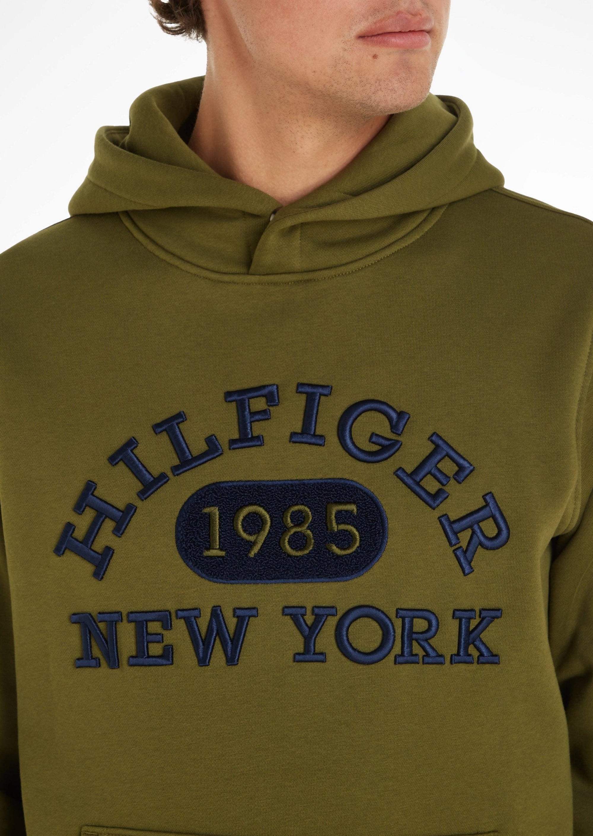 Sweat à capuche logo Tommy Hilfiger vert en coton bio - Georgespaul