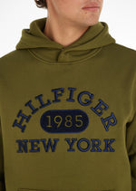 Charger l&#39;image dans la galerie, Sweat à capuche logo homme Tommy Hilfiger vert en coton bio | Georgespaul
