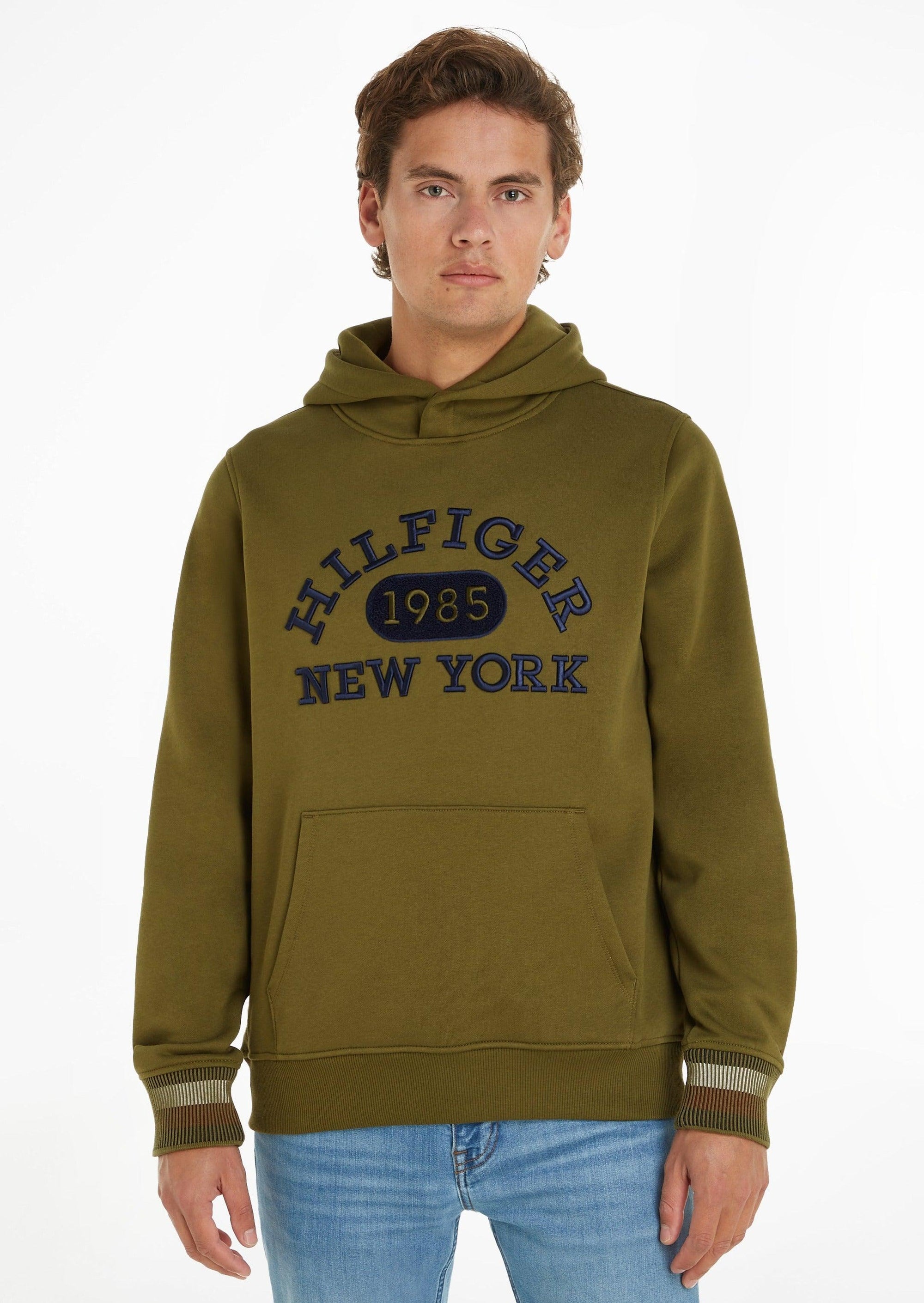 Sweat à capuche logo Tommy Hilfiger vert en coton bio - Georgespaul